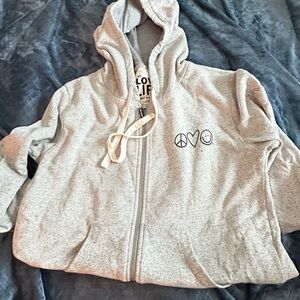 peace,love,world zip up hoodie, size large